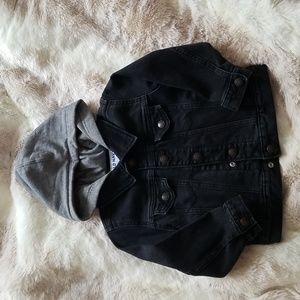 Old navy black jean jacket with hood
